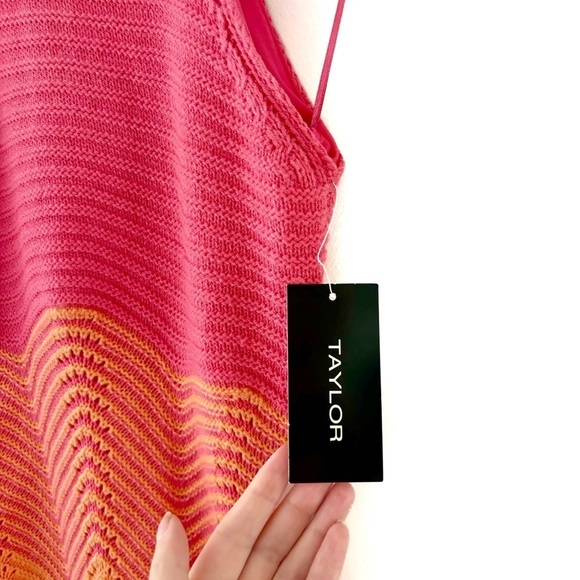 Taylor | NWT Ombré Crochet Knit Halter Dress Fully Lined Size XS Pink Orange - Picture 7 of 8